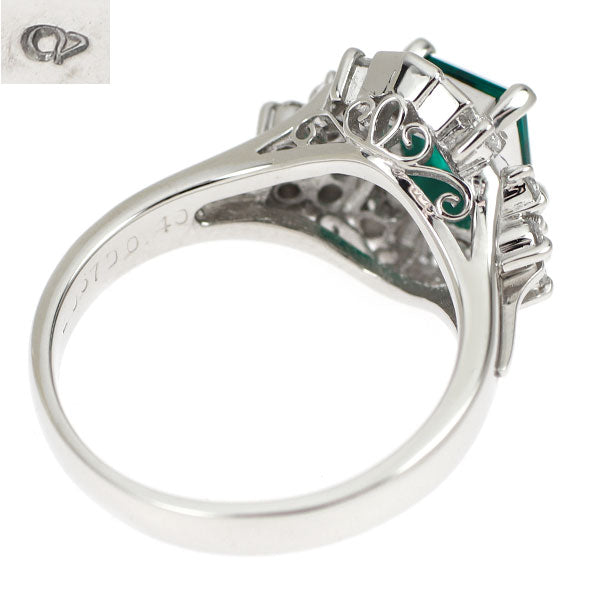 クレサンベール/京セラ Pt900 再結晶エメラルド ダイヤモンド リング 0.67ct D0.40ct