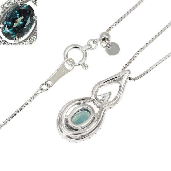クレサンベール K18WG 再結晶アレキサンドライト ダイヤモンド ペンダントネックレス 0.88ct D0.23ct