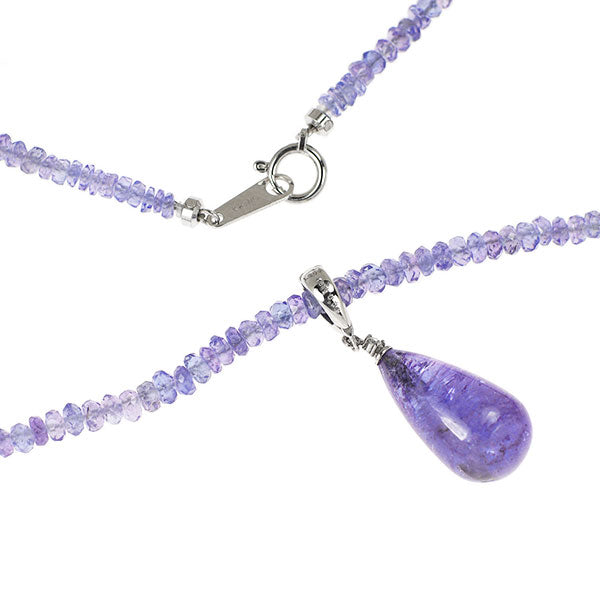 K18WG タンザナイト ダイヤモンド ネックレス 12.00ct 30.00ct D0.02ct