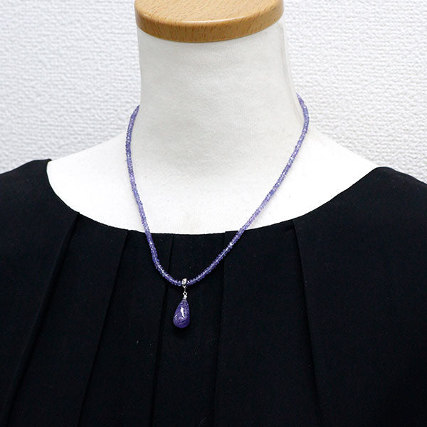 K18WG タンザナイト ダイヤモンド ネックレス 12.00ct 30.00ct D0.02ct