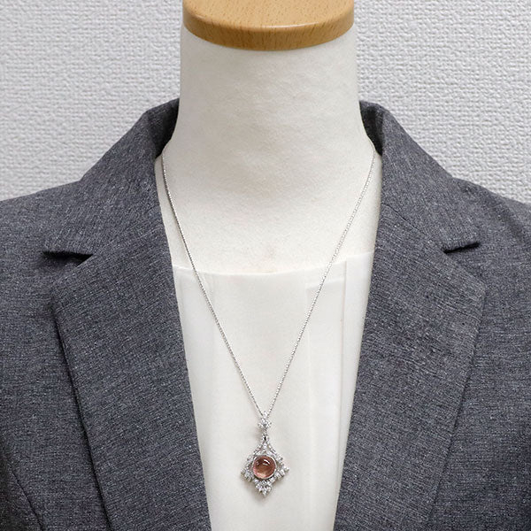 K18WG トルマリン キャッツアイ ダイヤモンド ペンダントネックレス 9.14ct D1.43ct