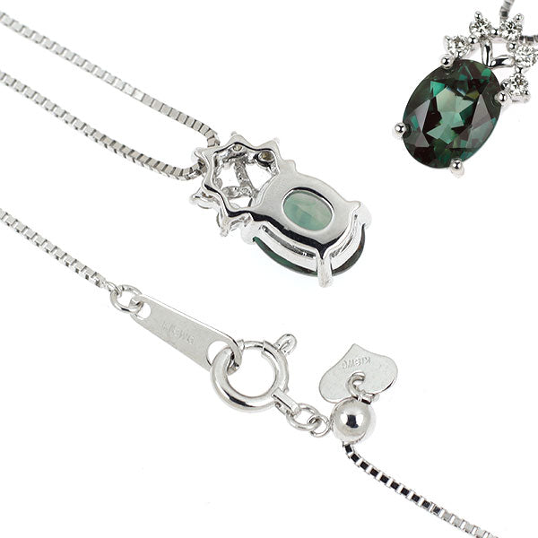 K18WG カラーチェンジアンデシン ダイヤモンド ペンダントネックレス 1.18ct D0.07ct