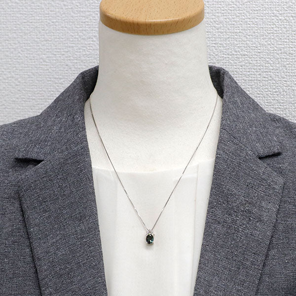K18WG カラーチェンジアンデシン ダイヤモンド ペンダントネックレス 1.18ct D0.07ct