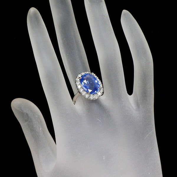 希少 Pt900 非加熱サファイア ダイヤモンド リング 8.366ct 0.87ct