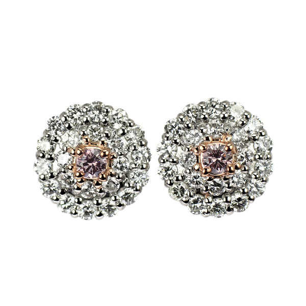 新品 希少 Pt900 天然ピンク ダイヤモンド ピアス 0.089ct FIP VS1 D0.62ct