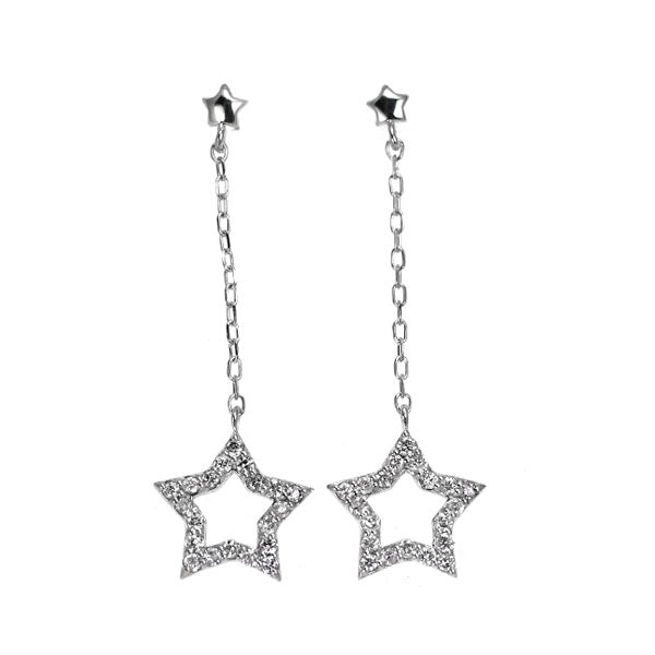 K18WG ダイヤモンド ピアス 0.20ct スター