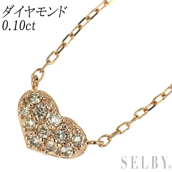 K10PG ダイヤモンド ペンダントネックレス 0.10ct ハート パヴェ