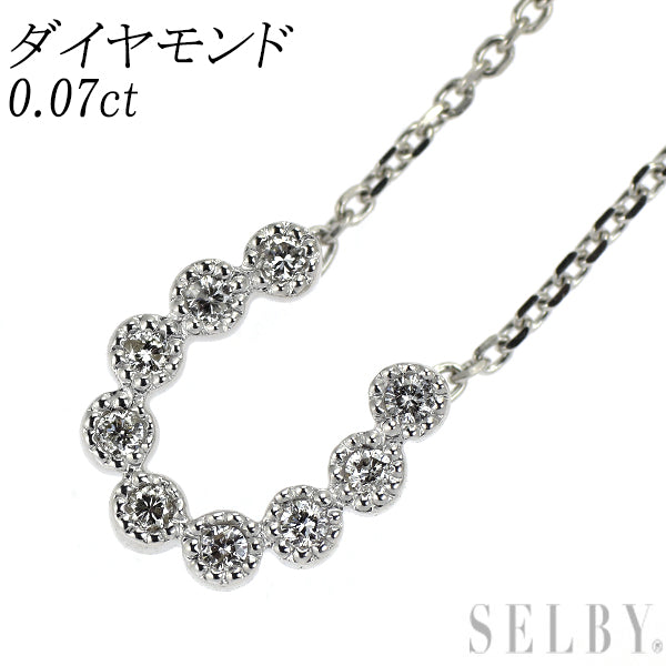 K10WG ダイヤモンド ペンダントネックレス 0.07ct 馬蹄 ホースシュー