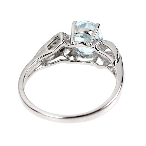 K14WG アクアマリン シングルカットダイヤモンド リング — セルビー