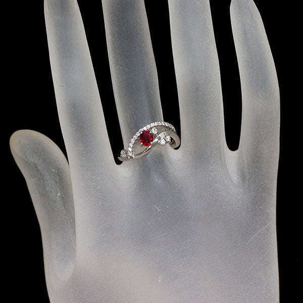 Pt900 ルビー ダイヤモンド リング 0.41ct D0.21ct