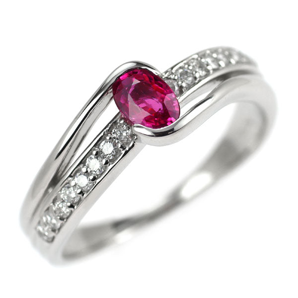 Pt900 ルビー ダイヤモンド リング 0.40ct D0.16ct