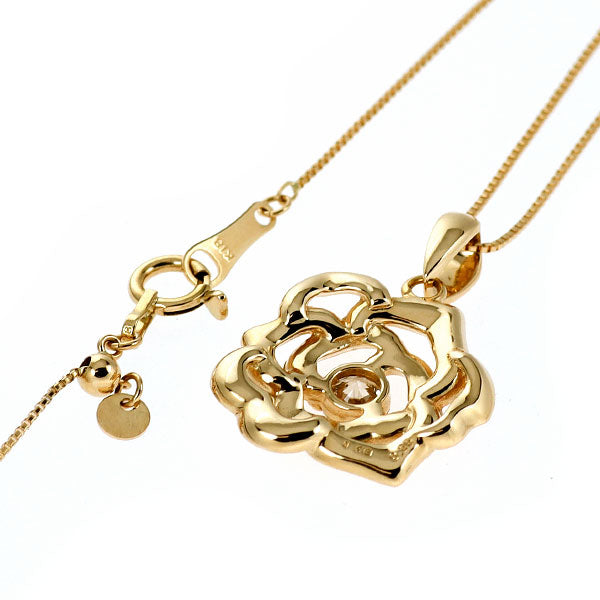 K18YG ダイヤモンド ペンダントネックレス 0.25ct フラワー