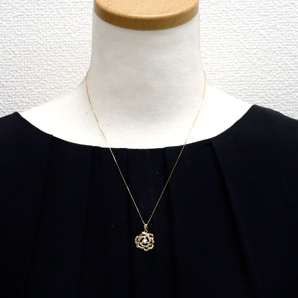 K18YG ダイヤモンド ペンダントネックレス 0.25ct フラワー