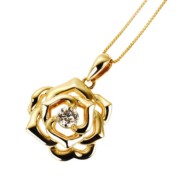 K18YG ダイヤモンド ペンダントネックレス 0.25ct フラワー