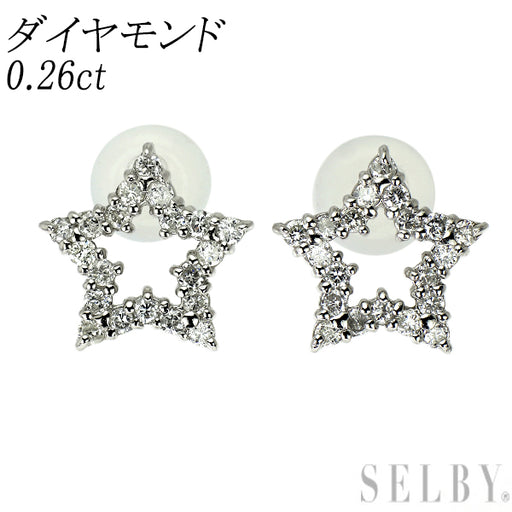 Pt900 ダイヤモンド ピアス 0.26ct スター — セルビーオンライン