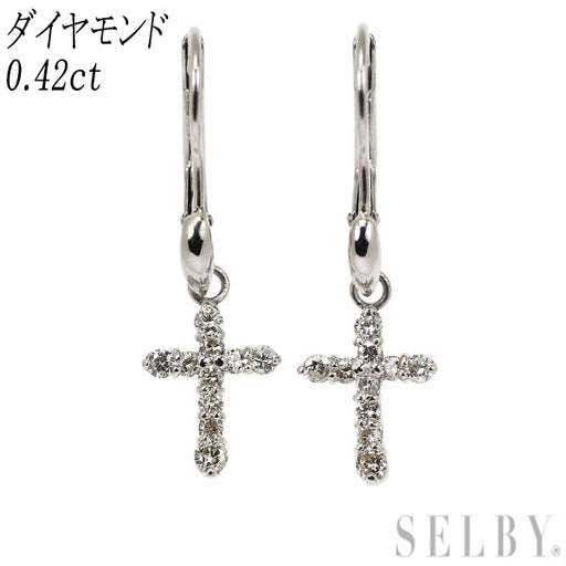 Pt900 ダイヤモンド ピアス 0.42ct クロス — セルビーオンラインストア