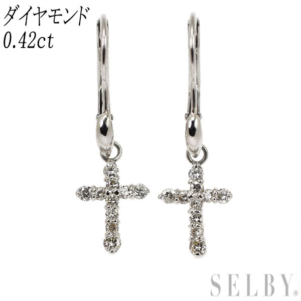 Pt900 ダイヤモンド ピアス 0.42ct クロス — セルビーオンライン