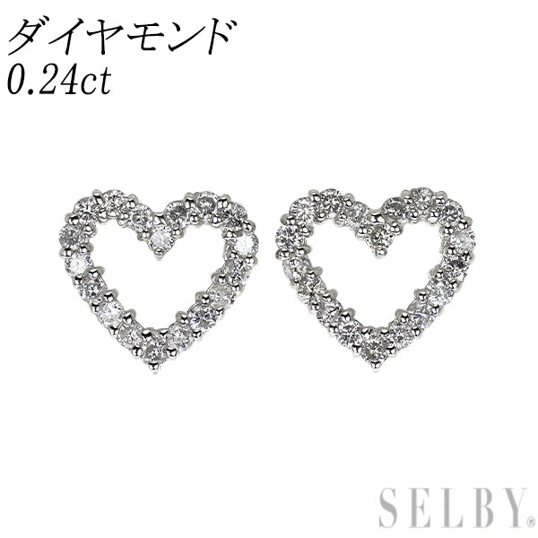 Pt900 ダイヤモンド ピアス 0.24ct ハート