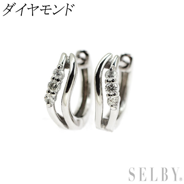 Pt900 ダイヤモンド フープ ピアス — セルビーオンラインストア