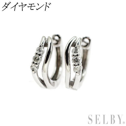 フープピアス　片耳　pt900 ダイヤ Pt900 ダイヤモンド フープ ピアス — セルビーオンラインストア