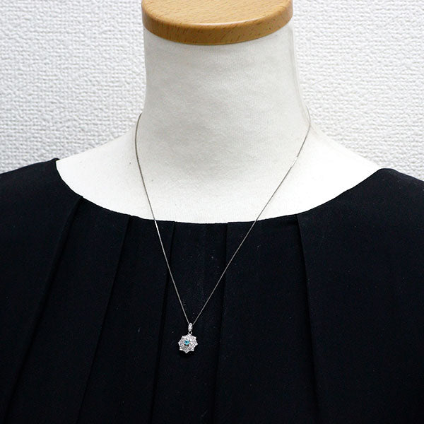 希少 Pt950/ Pt850 ブラジル産 パライバトルマリン ダイヤモンド ペンダントネックレス 0.08ct D0.32ct