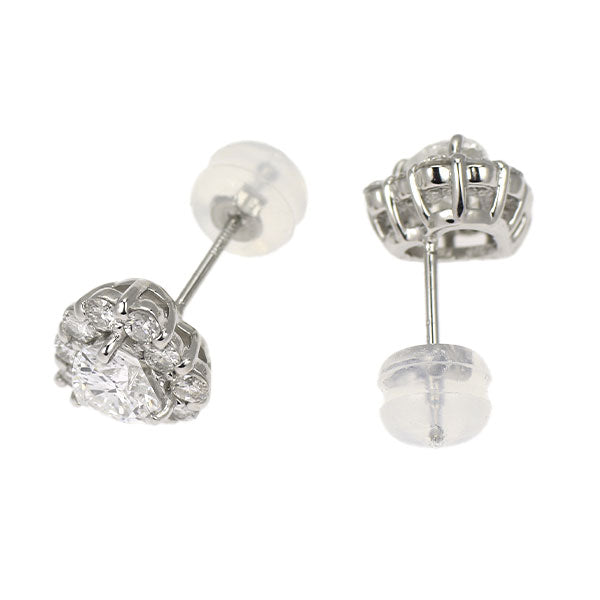 新品 Pt900 ハートシェイプ ダイヤモンド ピアス 0.671ct E SI2 D0.48ct