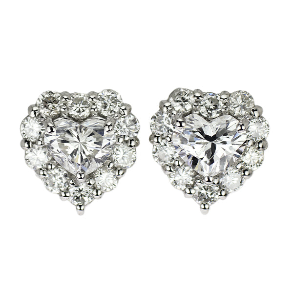 新品 Pt900 ハートシェイプ ダイヤモンド ピアス 0.671ct E SI2 D0.48ct