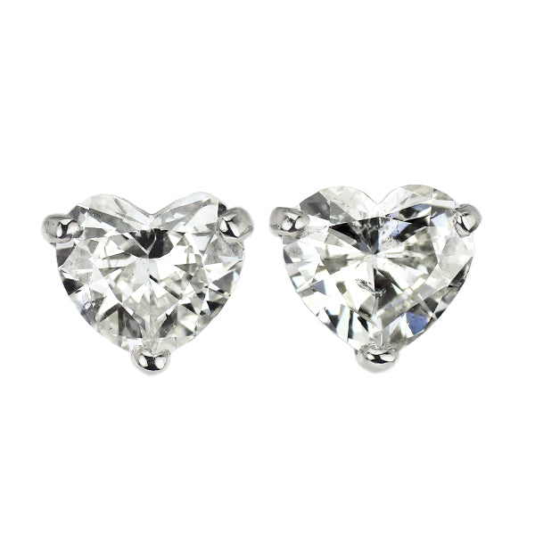 新品 Pt900 ハートシェイプ ダイヤモンド ピアス 0.762ct H/I SI1-2
