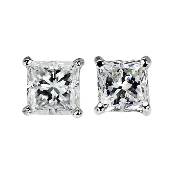 新品 Pt900 プリンセスカット ダイヤモンド ピアス 0.650ct D/F VS2
