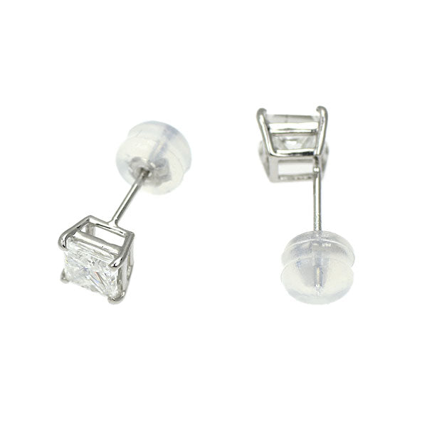 新品 Pt900 プリンセスカット ダイヤモンド ピアス 1.072ct G/H SI1-2