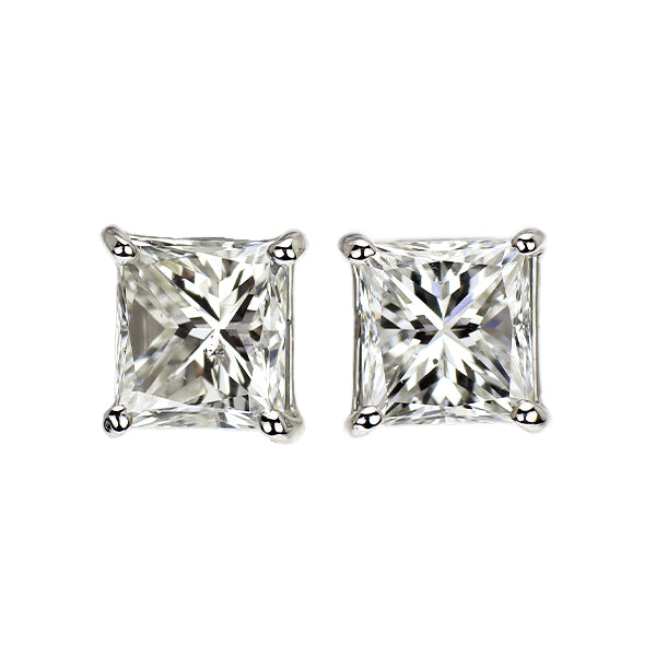 新品 Pt900 プリンセスカット ダイヤモンド ピアス 1.072ct G/H SI1-2