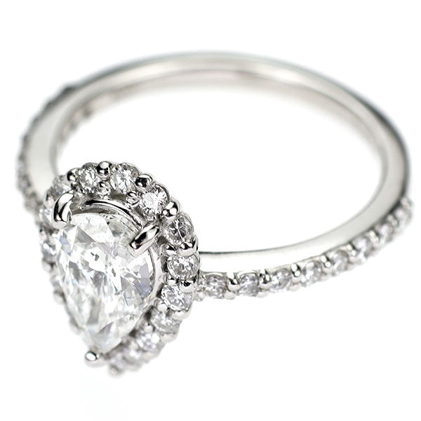 新品 Pt900 ペアシェイプ ダイヤモンド リング 1.004ct G I1 D0.51ct