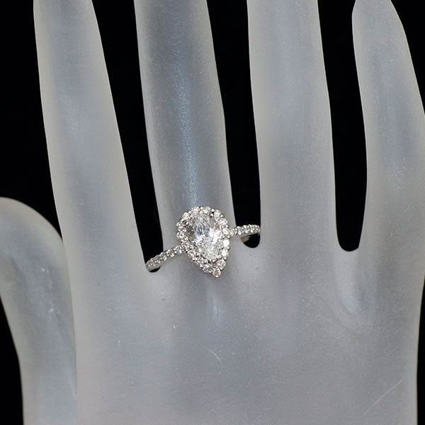 新品 Pt900 ペアシェイプ ダイヤモンド リング 1.004ct G I1 D0.51ct