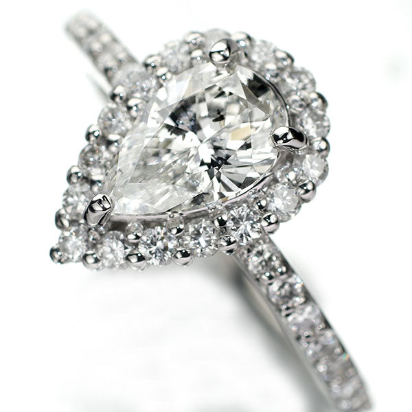 新品 Pt900 ペアシェイプ ダイヤモンド リング 1.004ct G I1 D0.51ct
