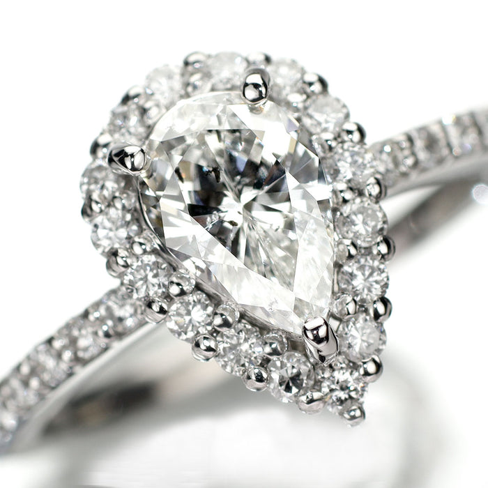 新品 Pt900 ペアシェイプ ダイヤモンド リング 1.004ct G I1 D0.51ct