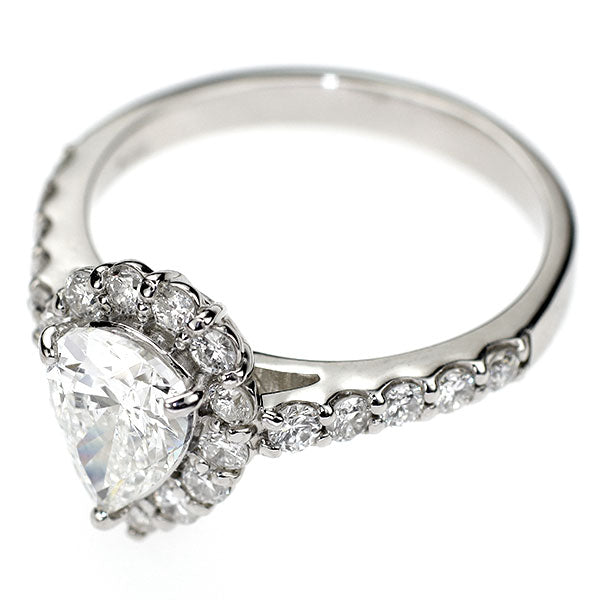 新品 Pt900 ペアシェイプ ダイヤモンド リング 1.038ct G SI2 D0.65ct