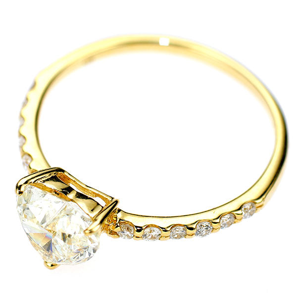 新品 K18YG ハートシェイプ ダイヤモンド リング 1.129ct L SI2 D0