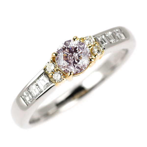 希少 Pt900/K18YG 天然ピンク ダイヤモンド リング 0.482ct FP I2 D0.27ct