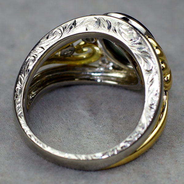 塩島敏彦/ノーブルジュエリー Pt900/K18 ブラックシェルピクウェ ダイヤモンド リング D0.15ct