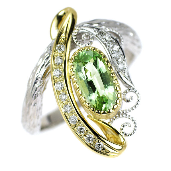 祢津 新(ねづ あらた) K18YG/WG ミント ガーネット ダイヤモンド リング 1.38ct D0.14ct