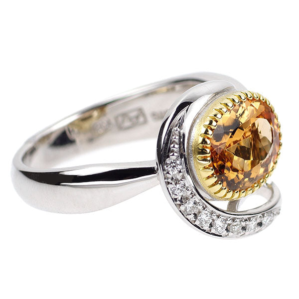 祢津 新(ねづ あらた) K18YG/WG インペリアル トパーズ ダイヤモンド リング 2.218ct D0.08ct