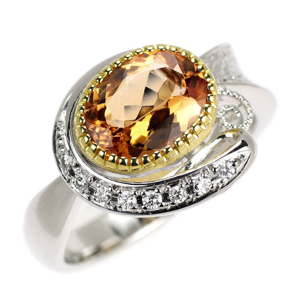 祢津 新(ねづ あらた) K18YG/WG インペリアル トパーズ ダイヤモンド リング 2.218ct D0.08ct