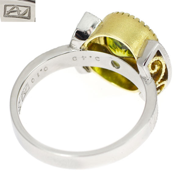 祢津 新(ねづ あらた) K18/Pt900 スフェーン ダイヤモンド リング 3.49ct D0.10ct