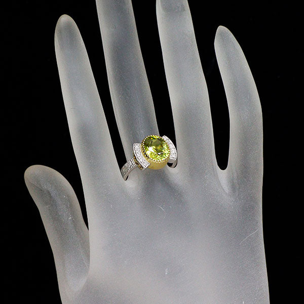 祢津 新(ねづ あらた) K18/Pt900 スフェーン ダイヤモンド リング 3.49ct D0.10ct