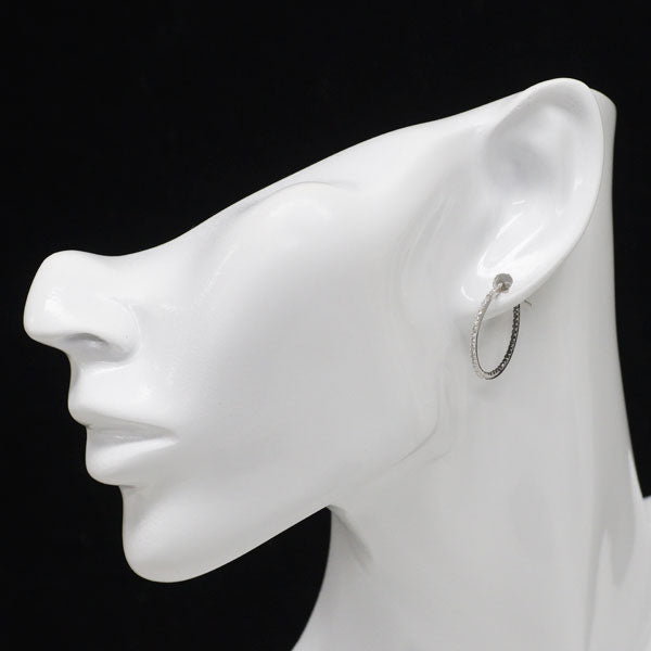 K18WG カラーレス/ブラック ダイヤモンド フープ ピアス 0.50ct