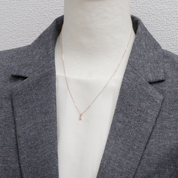 希少 K18PG ペアシェイプ 天然ピンク ダイヤモンド ペンダントネックレス 0.095ct FP SI2 0.04ct