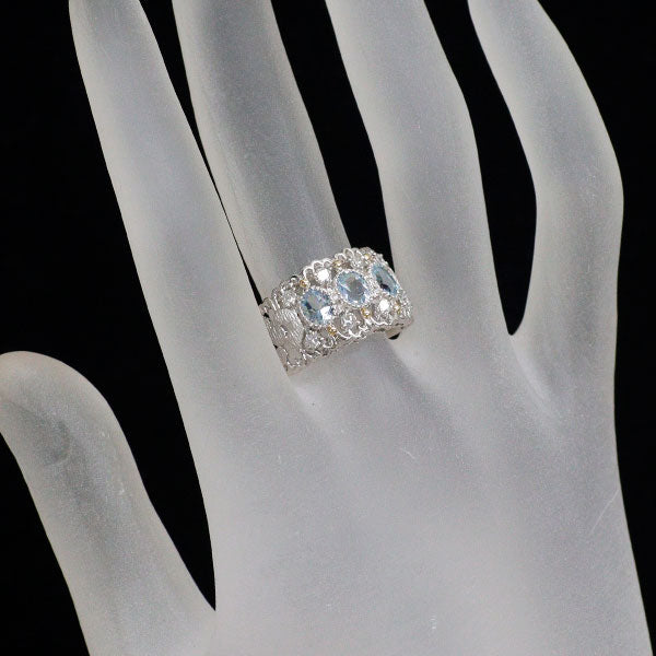 Pt900/K18YG アクアマリン ダイヤモンド リング D0.28ct