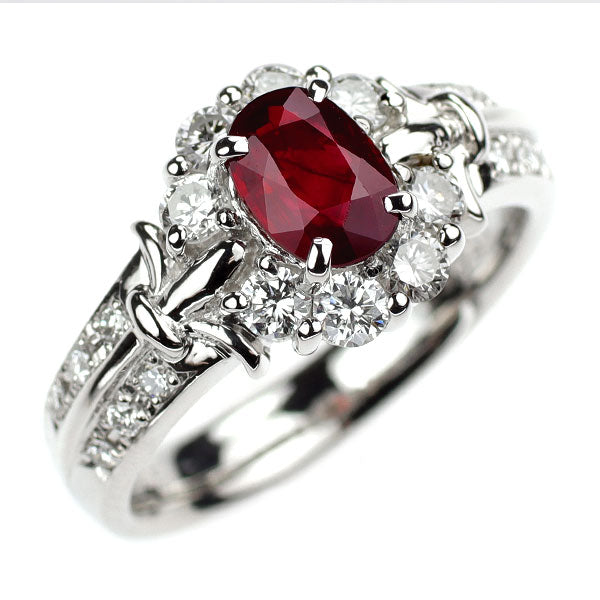 Pt900 ルビー ダイヤモンド リング 1.045ct D0.63ct