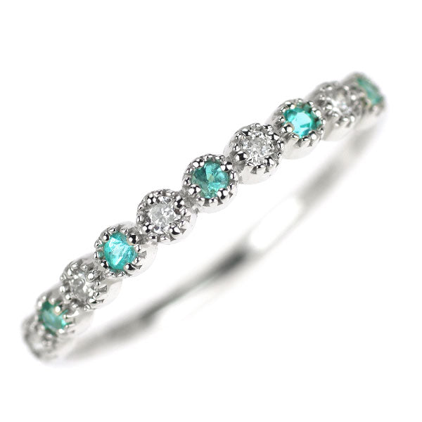新品 希少 Pt900 パライバ トルマリン ダイヤモンド リング 0.07ct D0.08ct ハーフエタニティ【エスコレ】