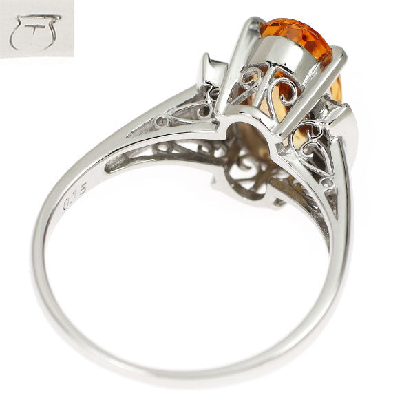 田崎真珠 Pt900 シェリーオレンジ インペリアルトパーズ ダイヤモンド リング 2.54ct D0.15ct